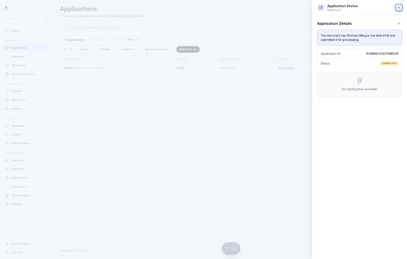 Submitted application details