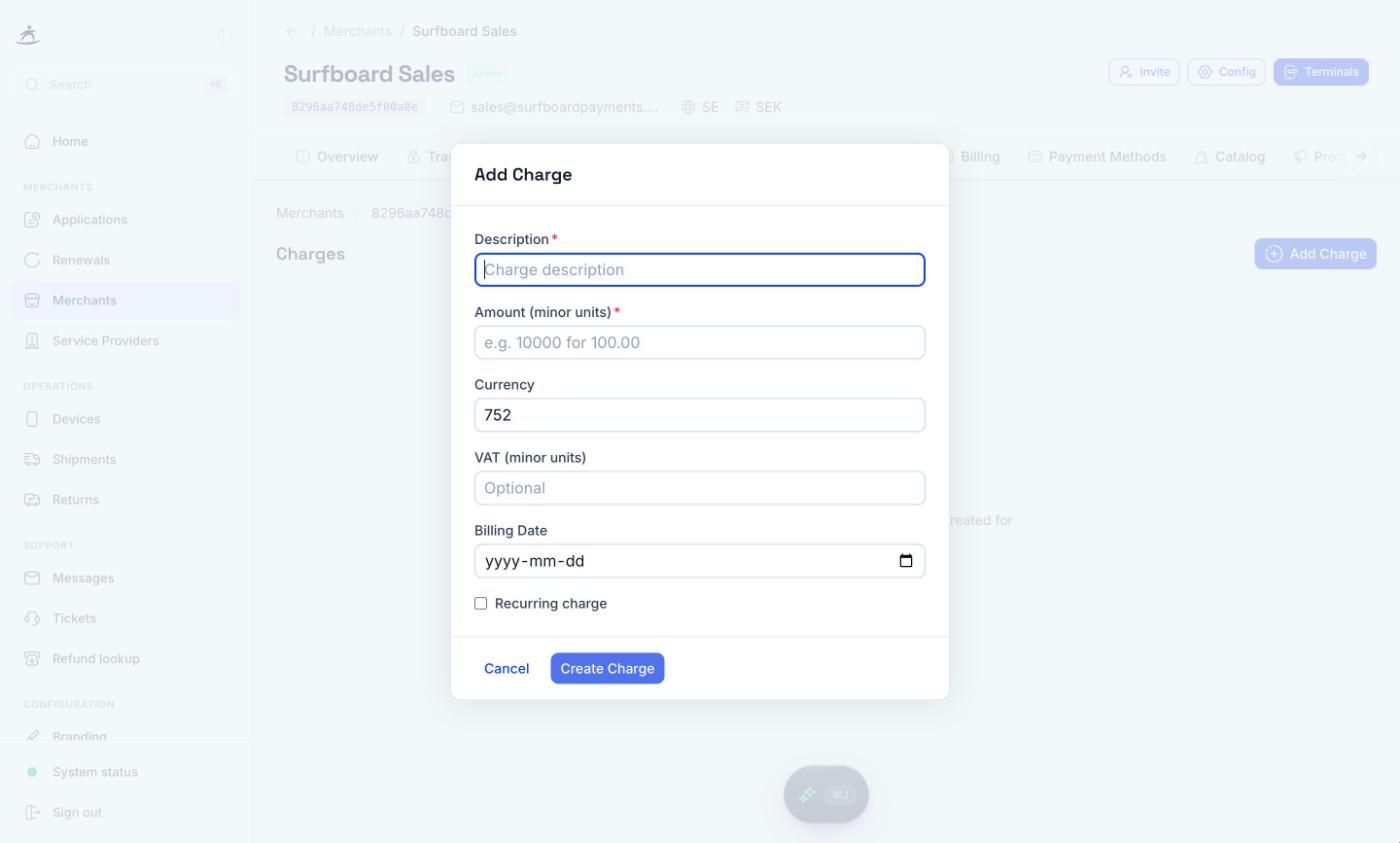 Add Charge dialog