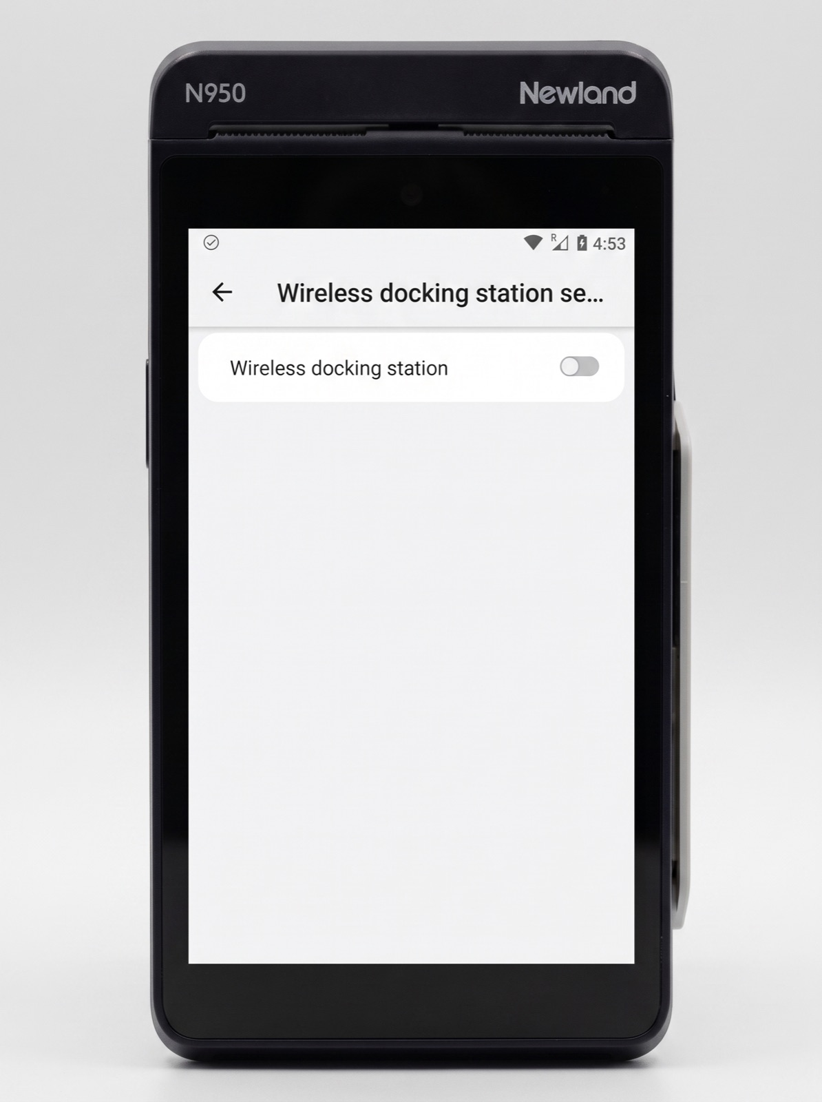 Wireless docking station settings on the terminal, with the toggle switched off